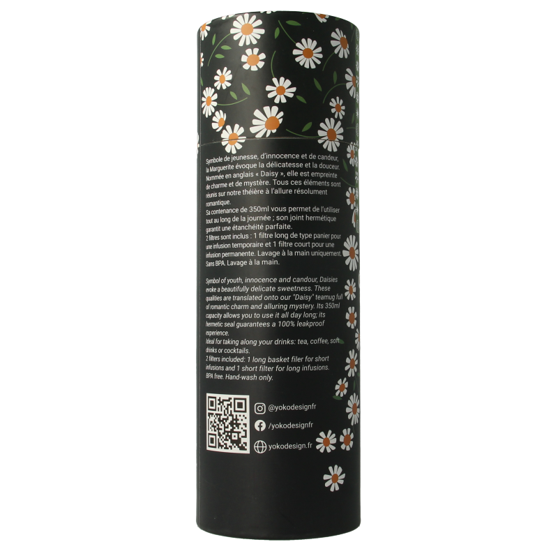 Yoko Drinkfles daisy met theefilter isotherm 350ml 1 Stuks