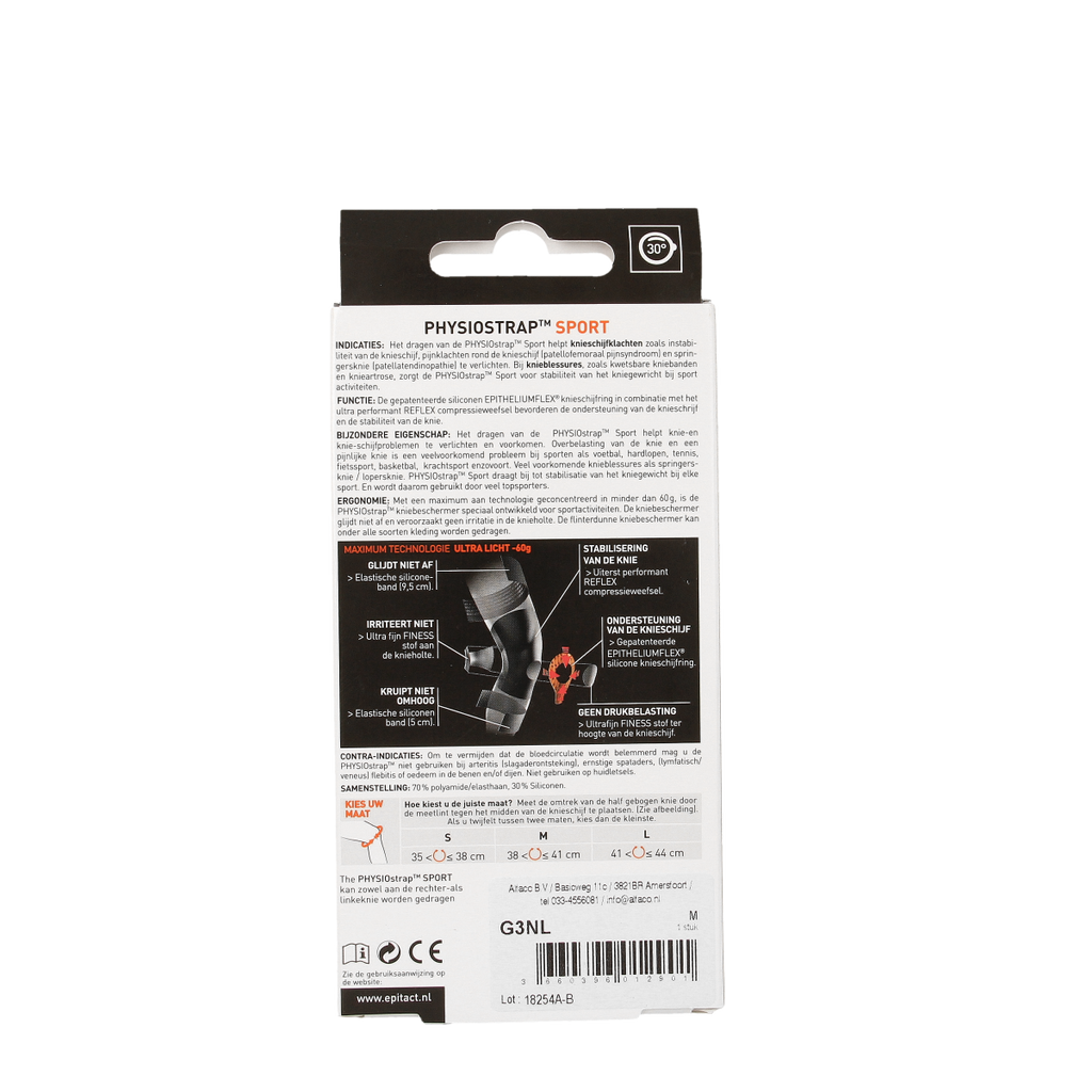 Epitact Knie physiostrap sport maat M 1.00 Stuks