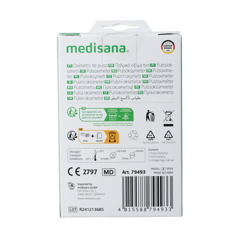 Medisana PM180 Saturatie/pulseoxi meter 1 Stuks