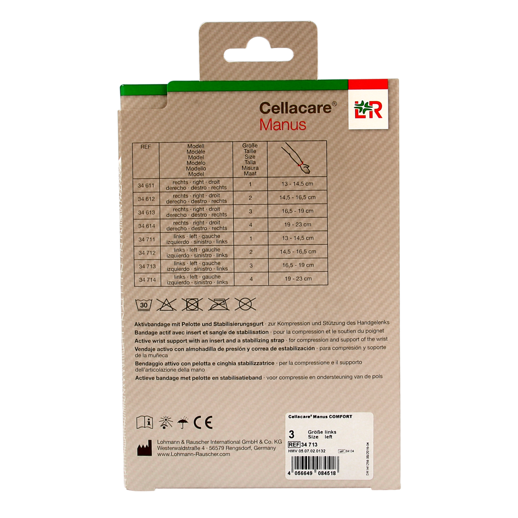 Cellacare Manus comfort polsbandage links maat 3 1.00 Stuks