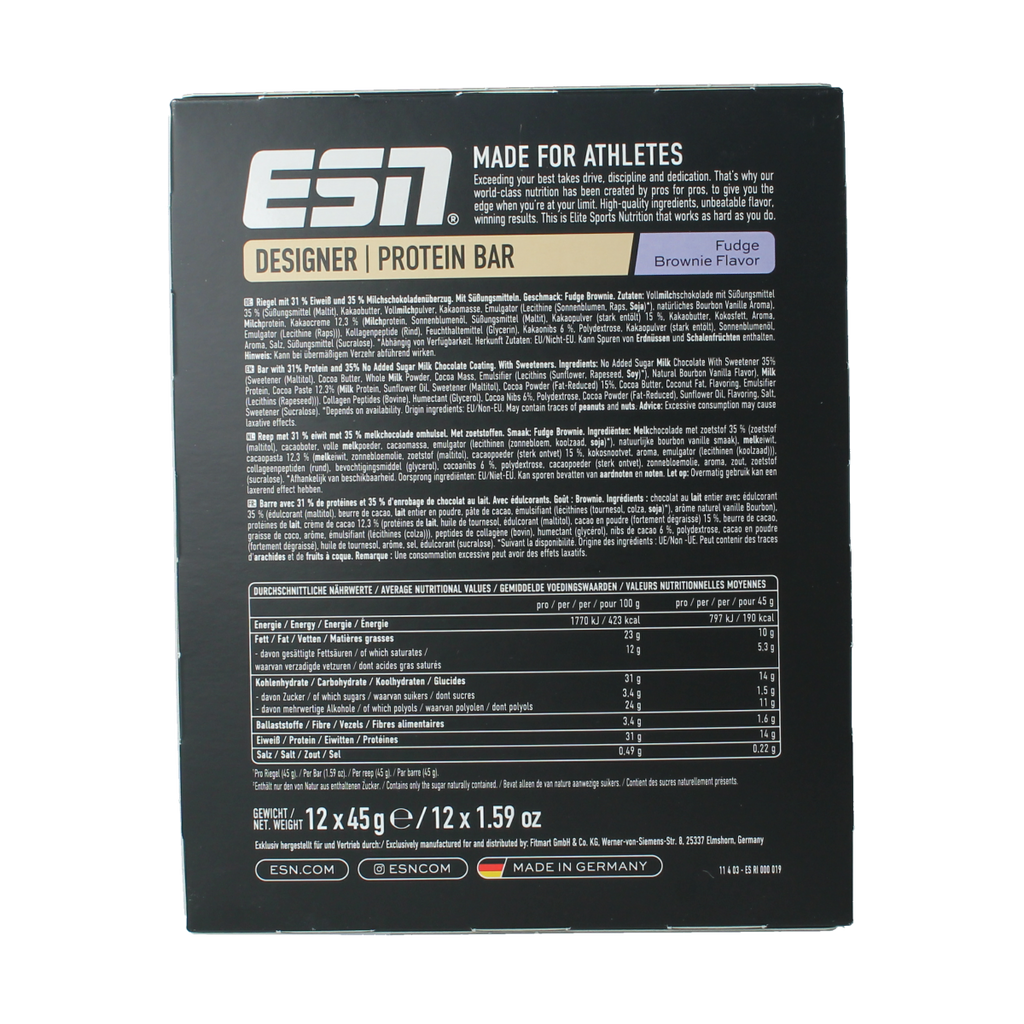 ESN Fudge brownie bar 45g 12.00 Stuks