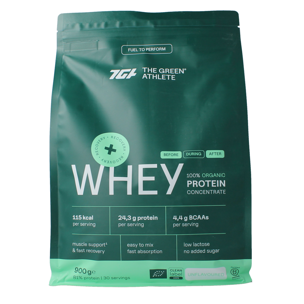 The Green Athlete Whey protein concentrate unflavoured bio 900.00 Gram