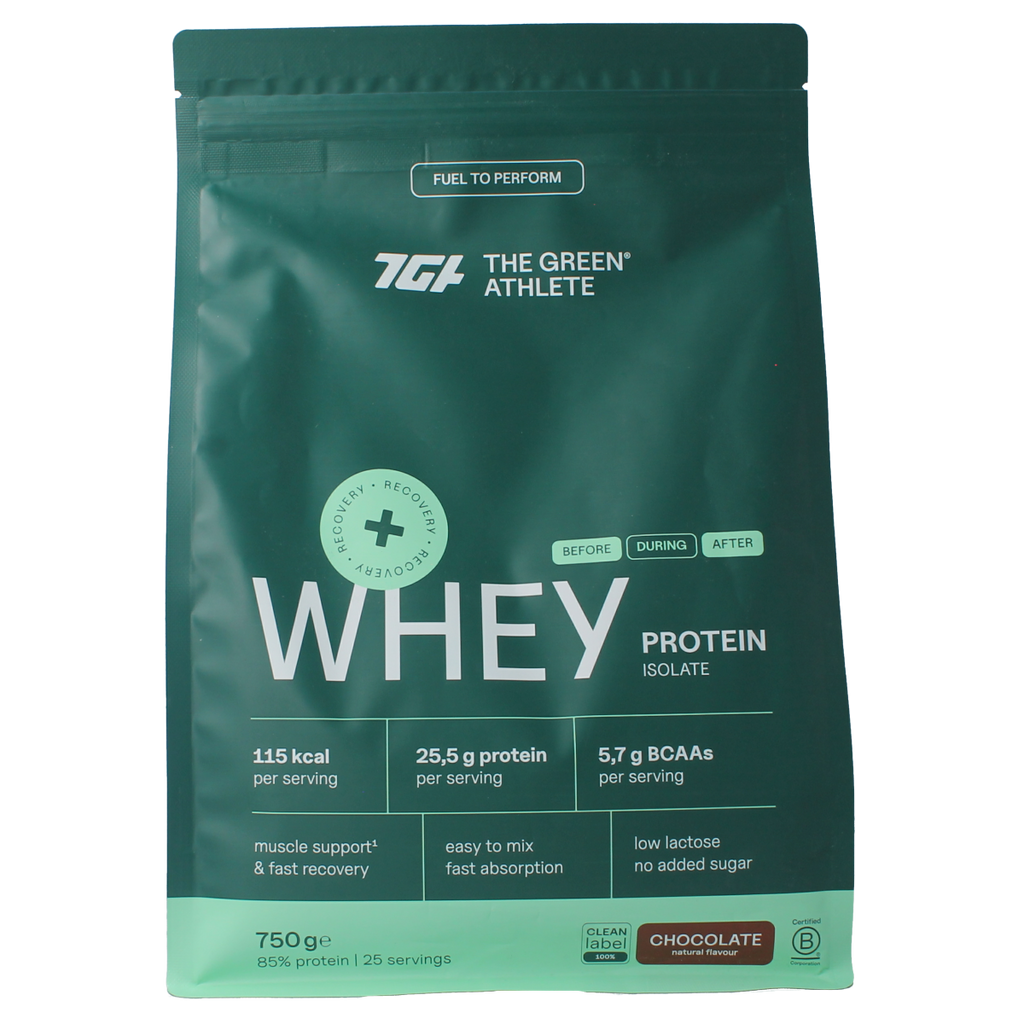 The Green Athlete Whey protein isolate chocolate 750.00 Gram