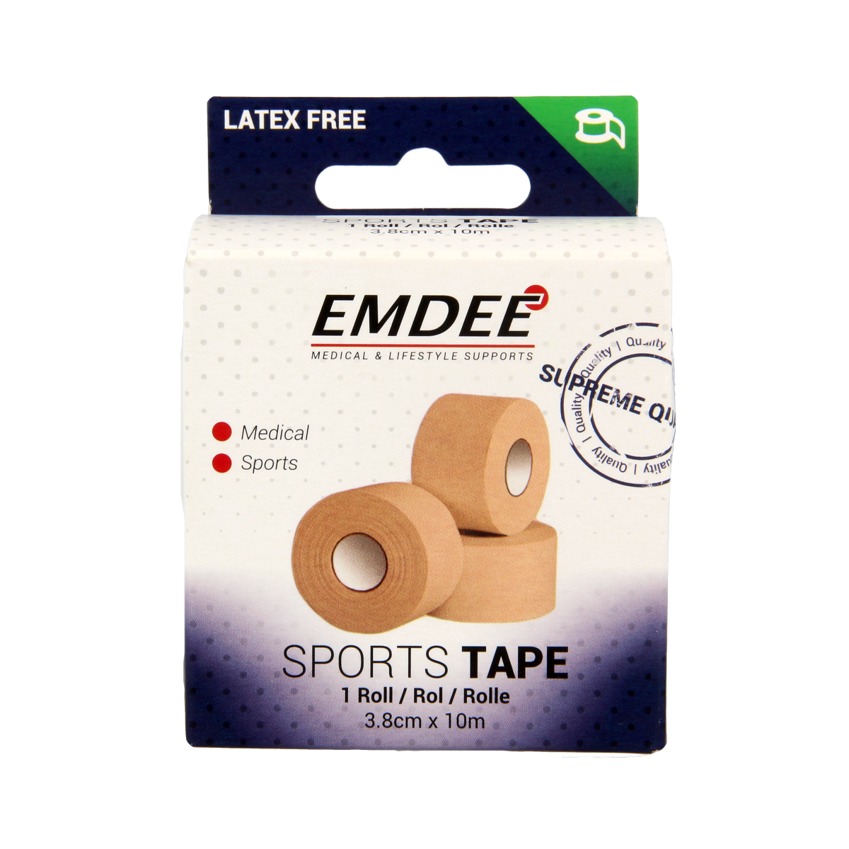 Emdee Sport tape 3.8cm x 10m huidkleur 1.00 Stuks