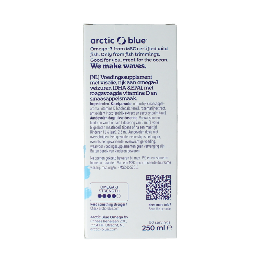 Arctic Blue Omega 3 pure visolie met vitamine D 250.00 Milliliter